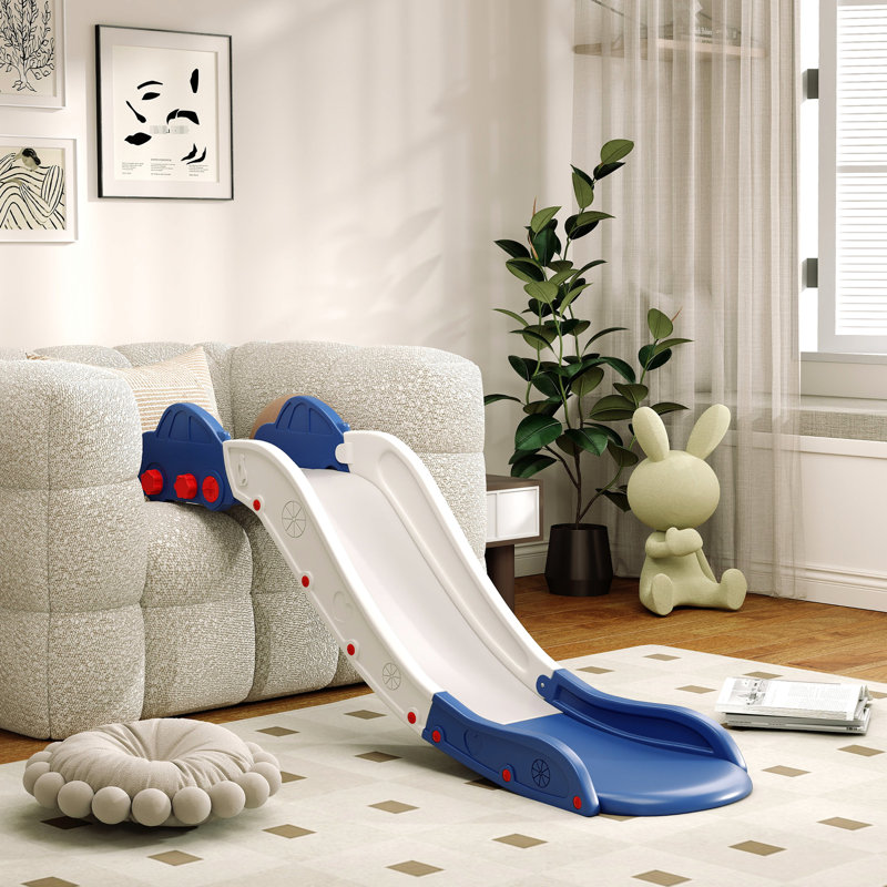 Glissoire de jeu d'intérieur bleue - L 68,9 po, construction réfléchie, capacité de charge de 66 lb, compacte et portable