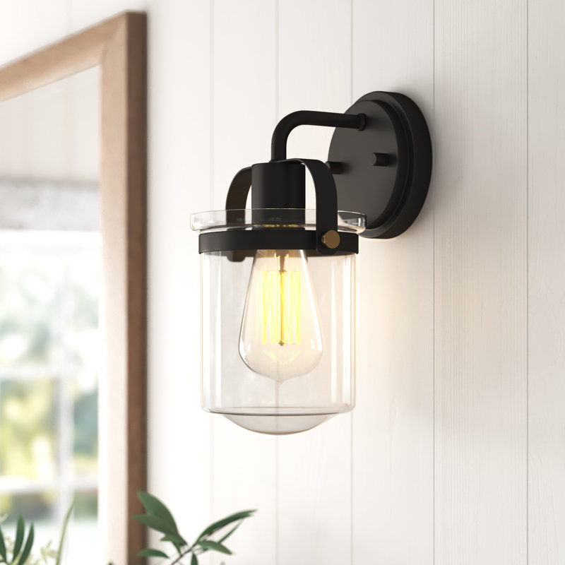 Georgetown 6" W 1-Light Stainless Steel Armed Sconce with Glass Shade, Oil Rubbed Bronze