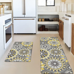 AGELMAT Kitchen Mat,2PCS Boho Kitchen Rug and Mats Memory Foam Comfort  Floor Mat, Non-Skid Area Rug Water & Oil Proof Throw Carpet for Kitchen  Laundry Sink Blue