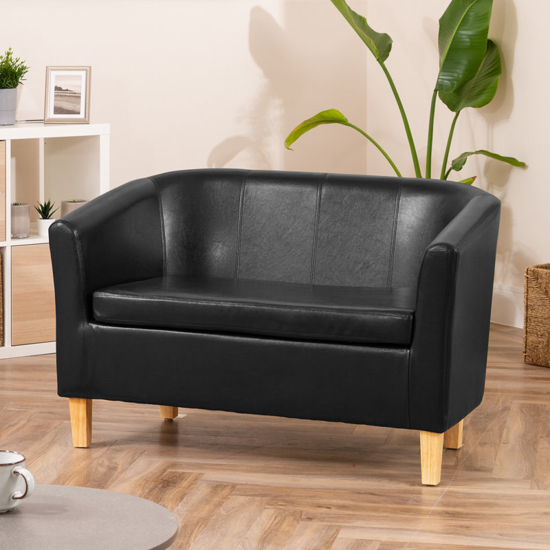 Laci-Mai 2 Seater Faux Leather Sofa, Black