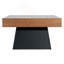 Table basse moderne carrée pour salon 31,5 po, plateau en grain de bois brun et base noire, table d'appoint de style maison de campagne de style Mid-Century