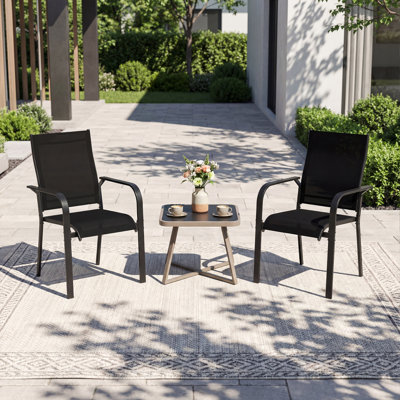 Patio Dining Chairs Set of 4 w/Metal Frame Breathable Mesh Fabric Backrest