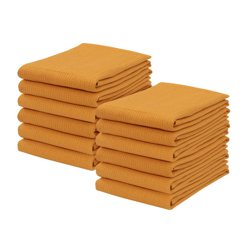Mustard Yellow 15x29 Inch Cotton Kitchen Towels Set of 12