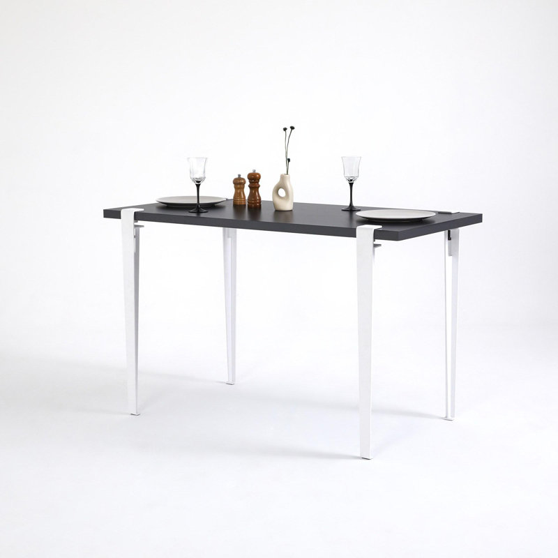 Ferro Beech Dining Table, White, 75cm H x 60cm L x 120cm W, Anthracite