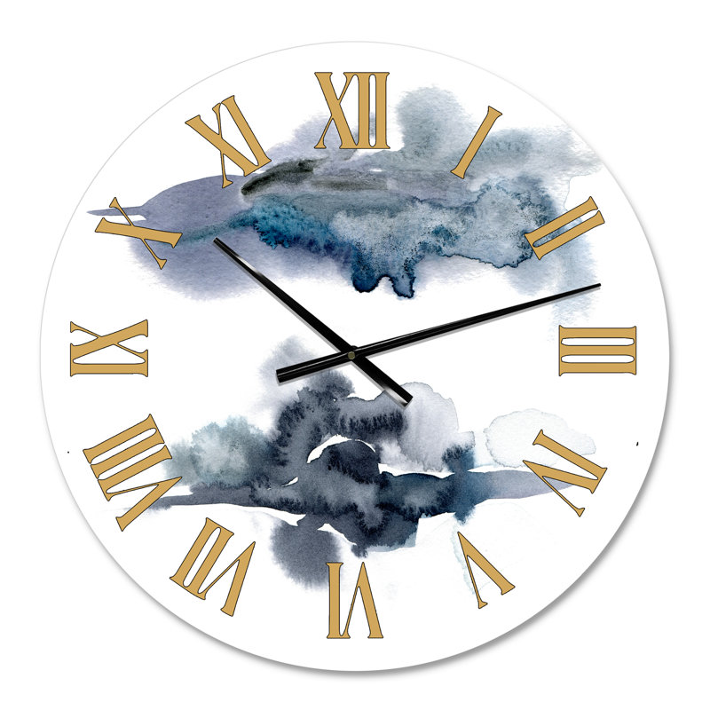 Abstract Of Dark Blue Clouds II - Modern wall clock, Small
