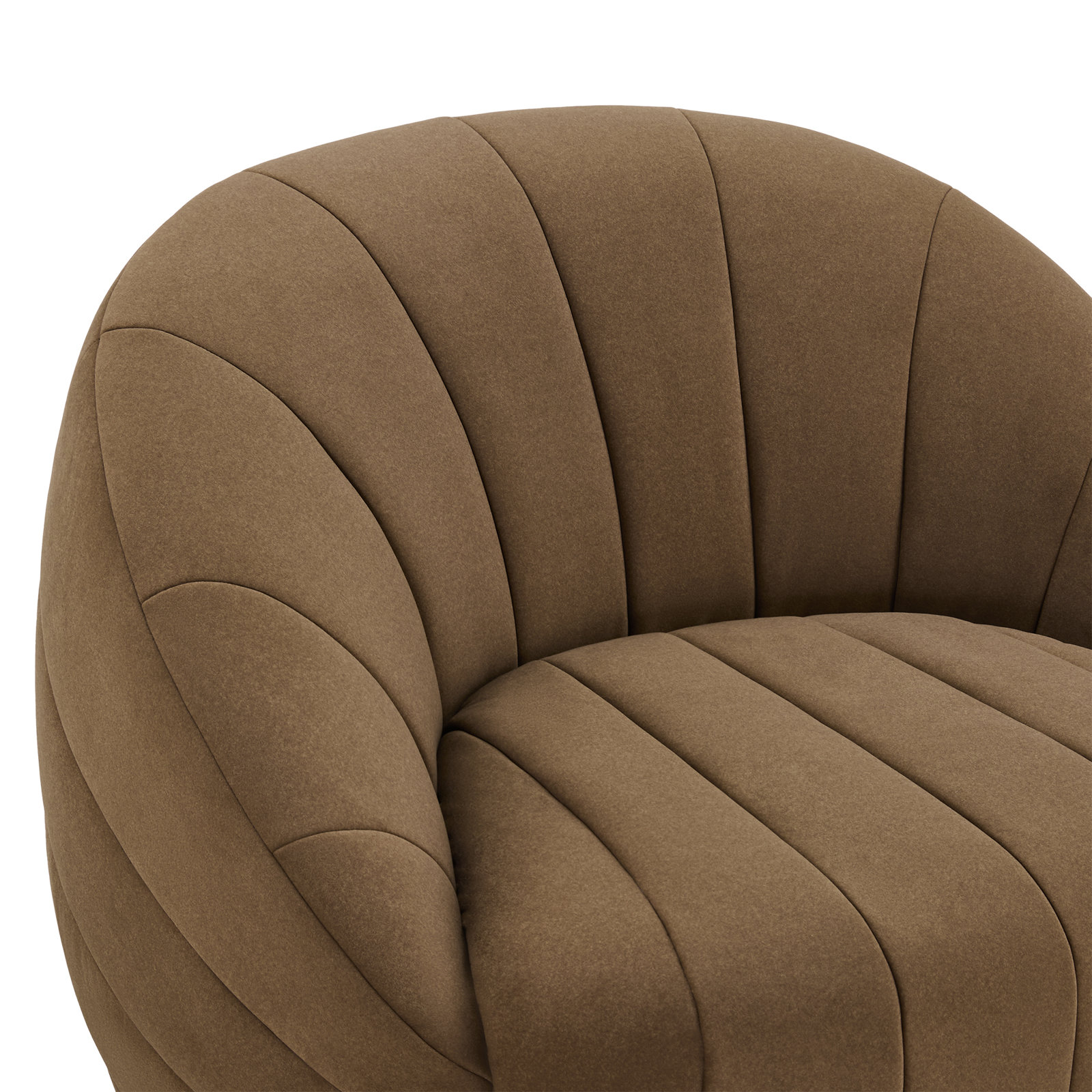 Augustine Swivel Barrel Chair, Vesper Tobacco Performance Velvet