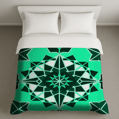 Housses de couette vertes à motif kaléidoscope