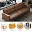 Contemporary Brown Waxed Leather Settee, 220cm Wide 3-Seater Couch with Sturdy Steel Legs Fast Dispatch From UK Warehouse – Dispatched Within 2 Days