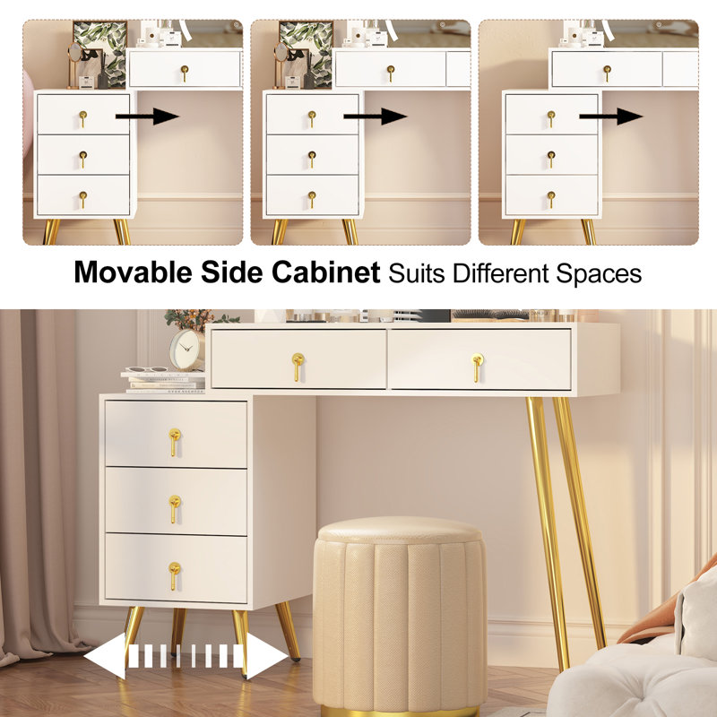 Tamme Dressing Table with Mirror, White
