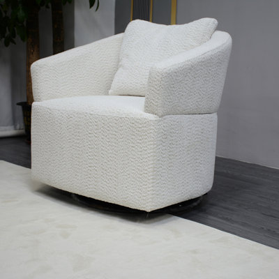 360 Swivel Chair, Beige Velvet Upholstery For A Long-Term Investment High Armchair, Style