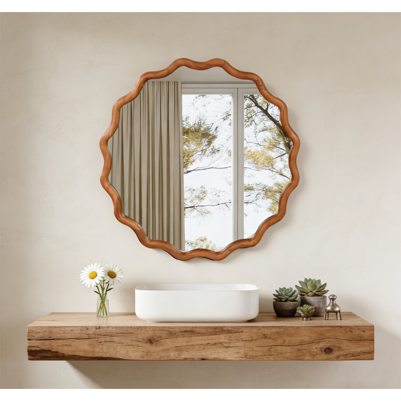 Miroir décoratif 30 pouces, Brun jaune