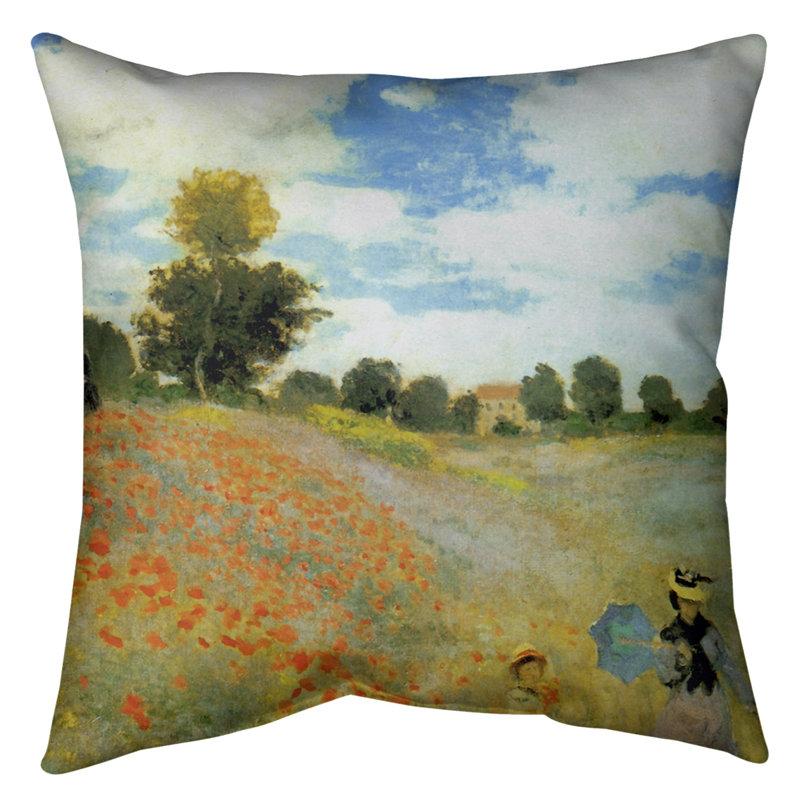 Coussin Claude Monet, 14 po x 14 po, Faux lin