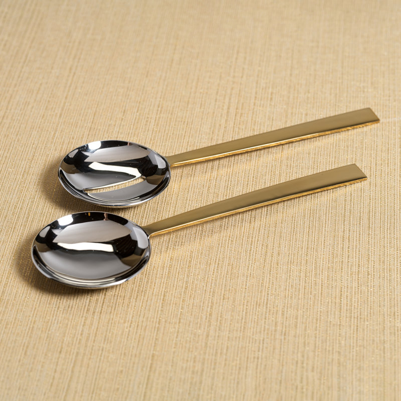 Latis Two-Tone Polished Salad Server Set
