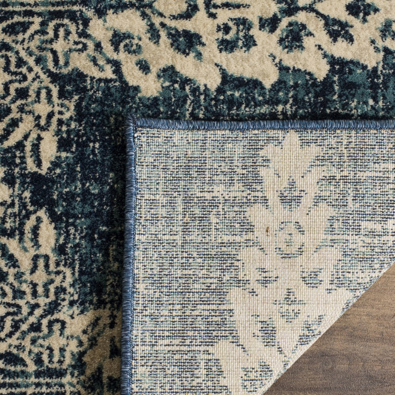Annette Floral Royal/Ivory Area Rug, Rectangle 4' x 6'