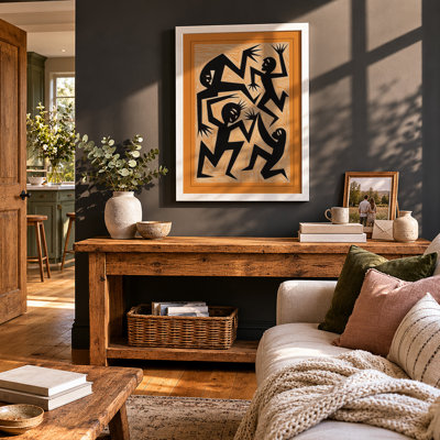 Dancing Figures Geometric - Framed Print