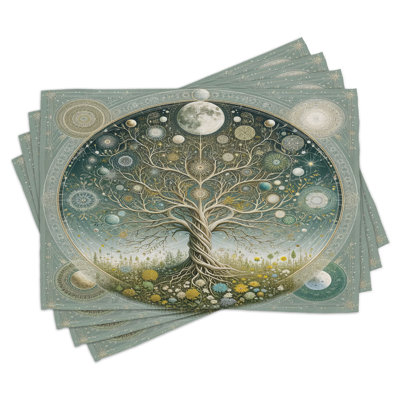 Polyester Teal Pale Sage Green Rectangle Placemat