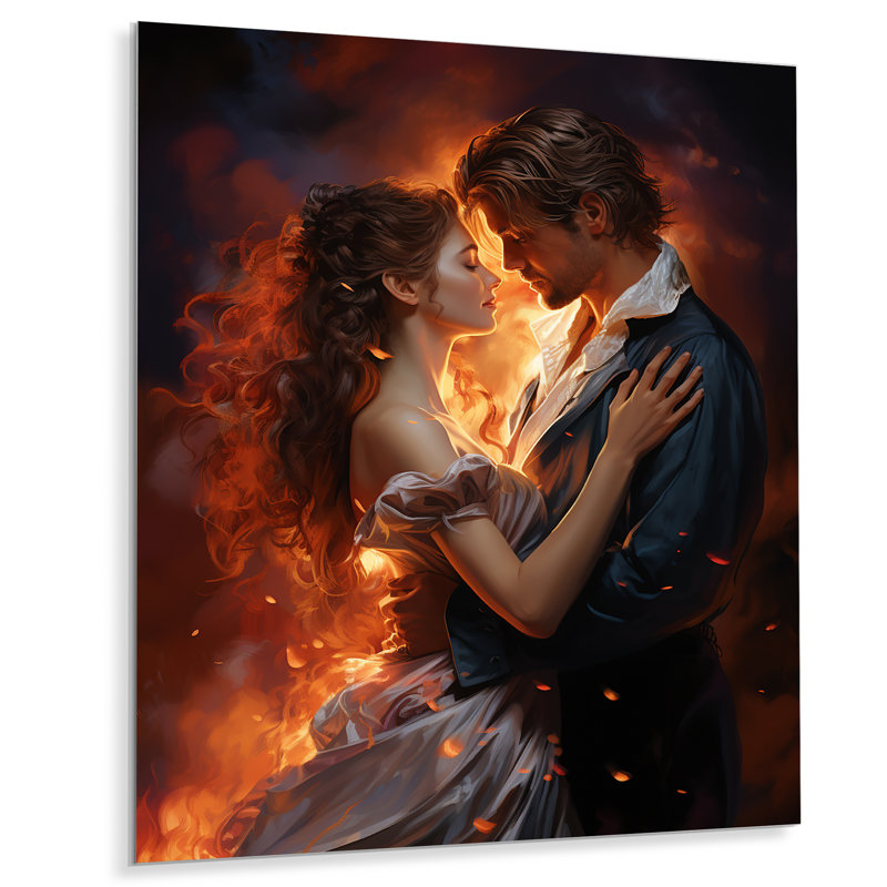 Amour, Couple dansant romantique II - Portrait romantique en métal, art mural, H 32 po x l 16 po x P 1 po