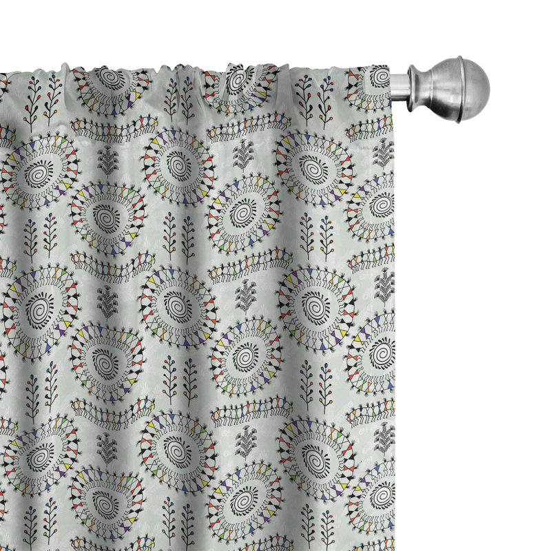 African Semi-Sheer Rod Pocket Curtain Panels, 28" x 63"