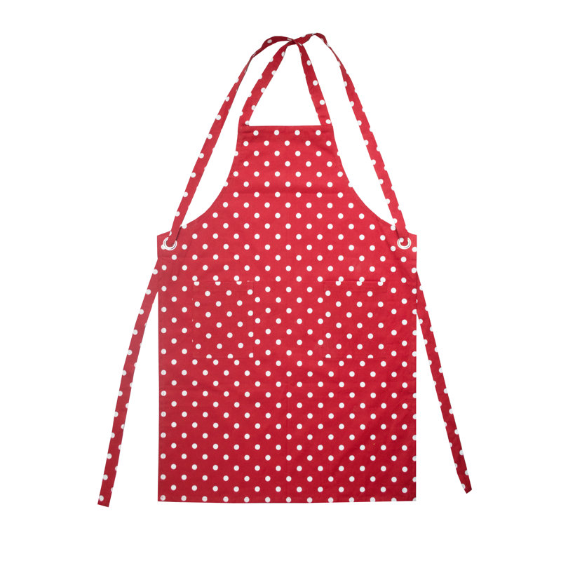 Polka Dots Cotton Bib Apron, Red