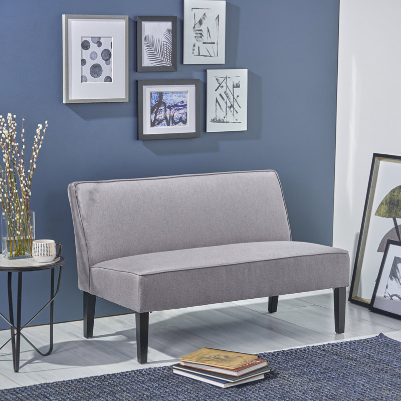 Causeuse rembourrée en lin Nhat, Polyester gris clair