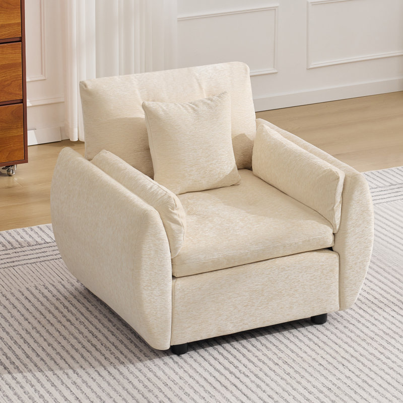 Ensemble de fauteuil d'appoint avec repose-pieds, Beige, Non