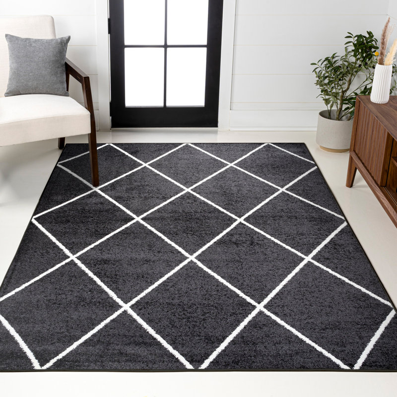 Tapis noir / blanc Birute, Rectangle de 5 pi x 8 pi
