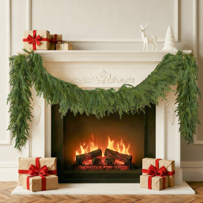 Joyooss 9Ft Christmas Garland Norfolk Pine Garland Real Touch Faux Greenery Cedar Garlands For Mantle,Table,Wall,Christmas Decorations Indoor Outdoor
