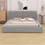 Grand lit plateforme tapissier en velours grand format avec base solide-487837100
