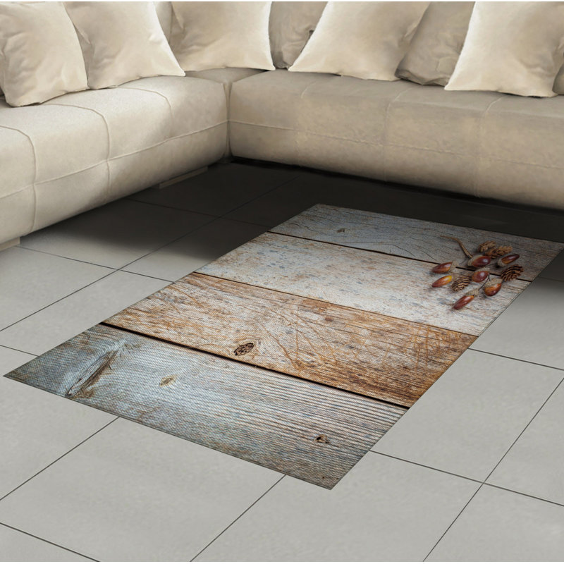 Wooden High Density Long Fiber Poly Threads Decorative Area Rug Carpet, Rectangle 4' x 5'8"