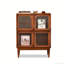 Brun massif + bois manufacturé + vitrines