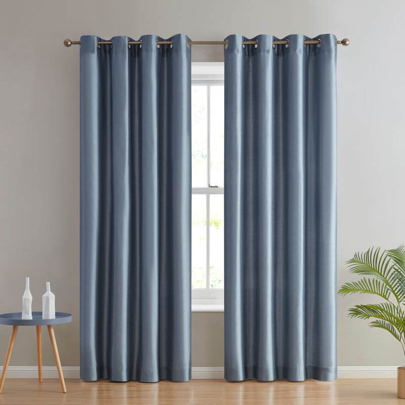 Eisenhart Semi Sheer Curtain Pair, Dusty Blue, 54" W x 96" L