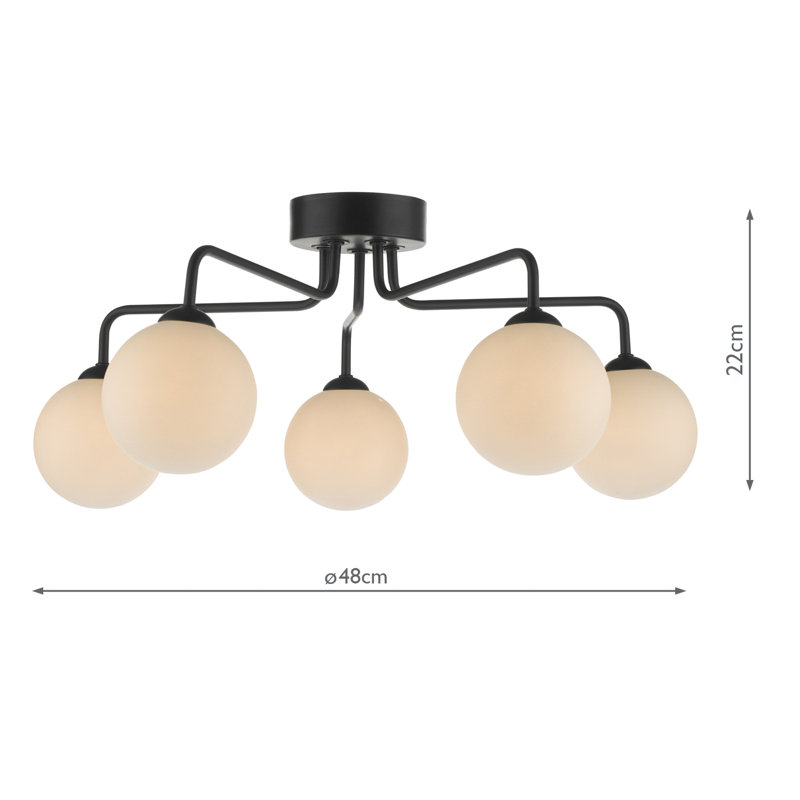 Flush Mount, Matt Black/Beige