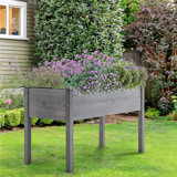 Rigney  Outdoor Fir Wood Elevated Planter with Fabric Liner & Drainage Holes