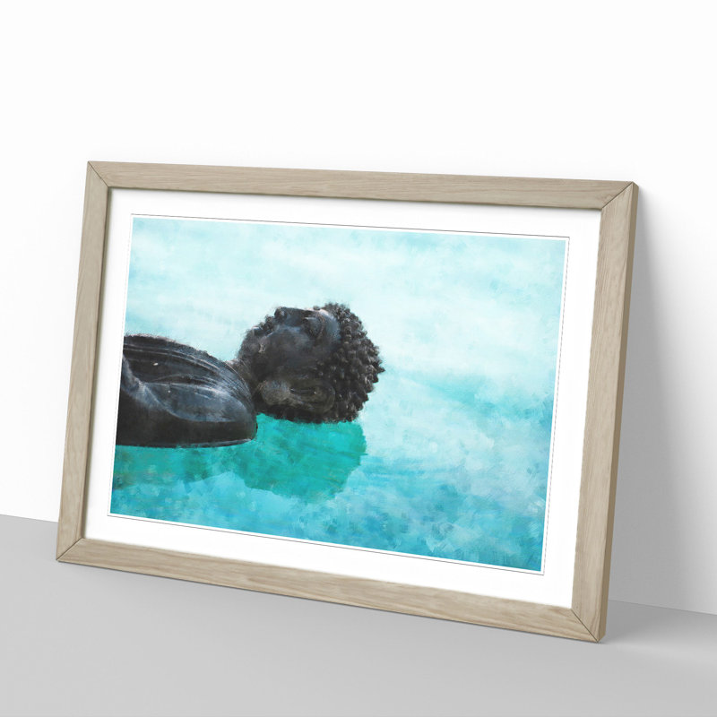 Buddha Statue Vol.9 - Picture Frame Painting, Oak Framed, 36cm H x 48cm W x 2cm D