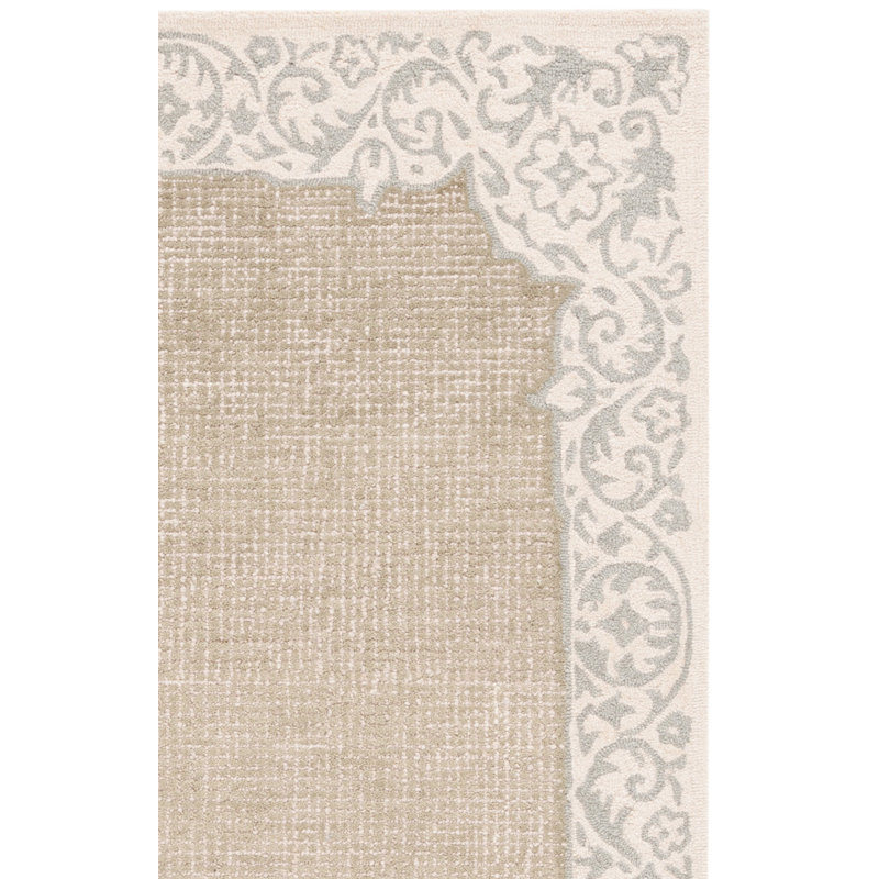Tapis floral en laine / coton touffeté à la main Varick, Rectangle de 5 pi x 8 pi