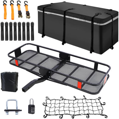 Panier de transport de charge robuste à fixation à l'attelage avec sac imperméable de 13 pieds cubes et ensemble d'accessoires complet - capacité de 500 lb