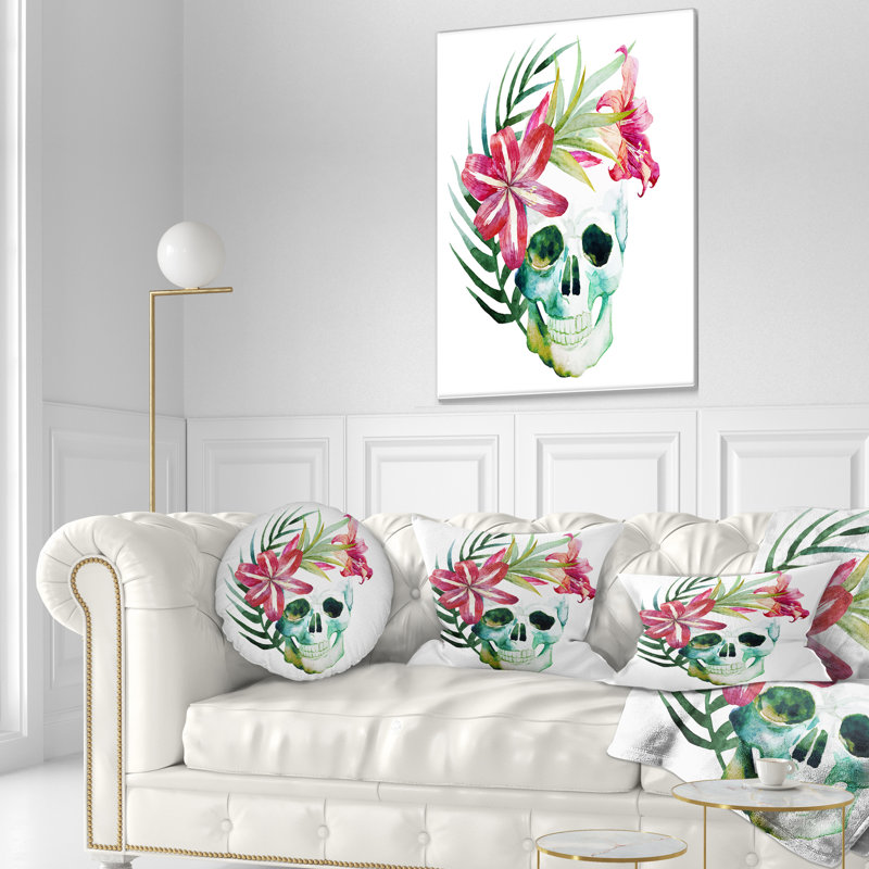 Coussin floral avec aquarelle, Rectangulaire, 12 po x 20 po