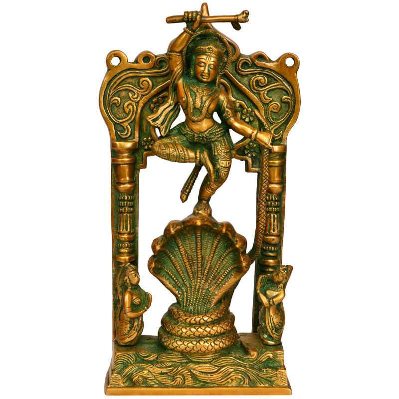 Sculpture en laiton 11 "divinité dansante de la divinité fabriquée à la main par le dieu Krishna