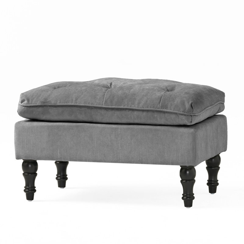 Tissu moderne gris, plateau-coussin avec capitonnage à boutons, 18,18 po x 29,29 po, ajout de salon, assemblage requis, rembourré de style contemporain, 18 po, 28,5 po, 17,91 po, nécessaire