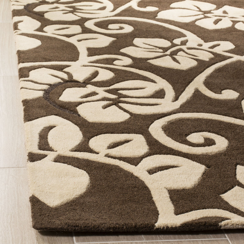 Candelo Hand Tufted Wool & Viscose Pile Floral Rug, Square 6'