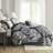 Reversible Cotton Bedding Sets, 6-piece Damask Design, Black, Full/queen