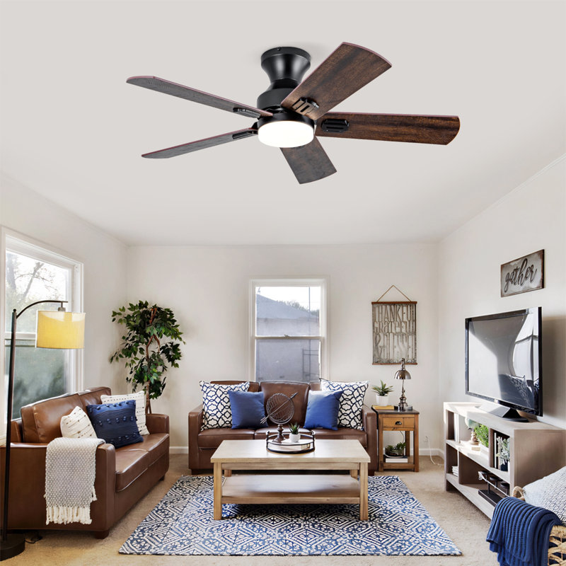 Hot sales Ventilateurs de plafond avec lumières, ventilateur de plafond à profil bas de 42 pouces avec lumière et télécommande, montage encastré, réversible, 3CCT, intensité variable, ventilateur de plafond silencieux pour la chambre à coucher, utilisation intérieure / extérieure