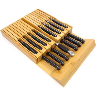 JumblWare Bamboo Knife Block, Wooden Knife Drawer Organizer for 12 Steak  Knives 