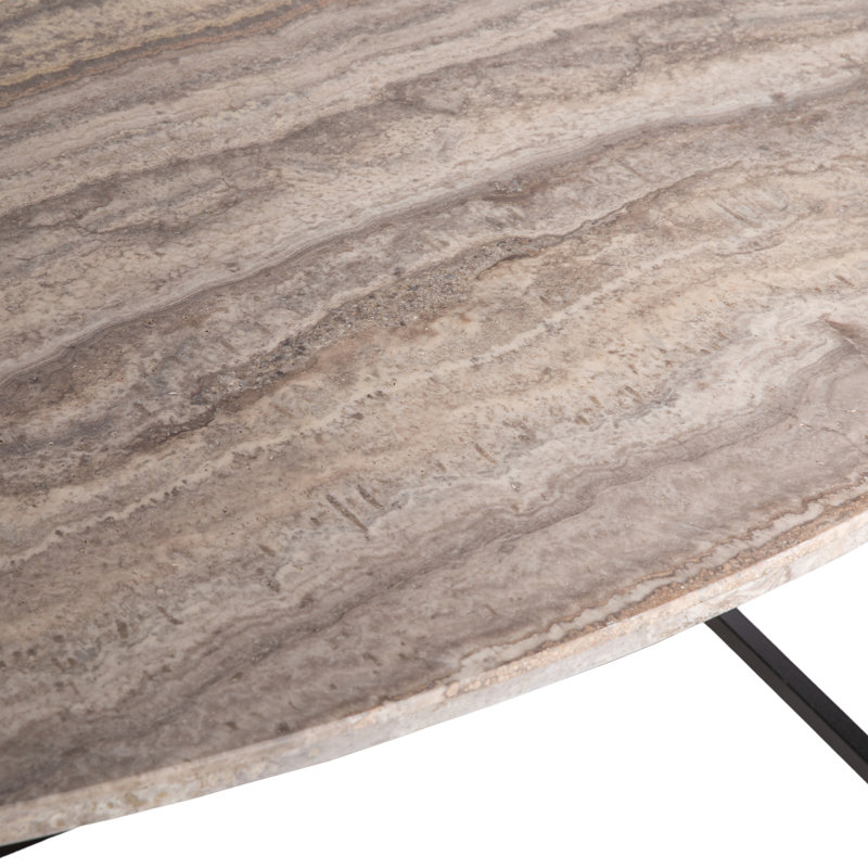 Table basse Marble, H 18,5 po x L 60 po x l 30 po, Travertin argent, Dos plat