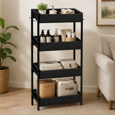 Wood Fruit Vegetable Storage Rack Stand, 4-Tier Storage Organizer