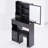Compact Left Drawer Desktop Vanity Table with Cushioned Stool, Large Sliding Mirror, and Multi-Layer Storage for Small Spaces-215877567
