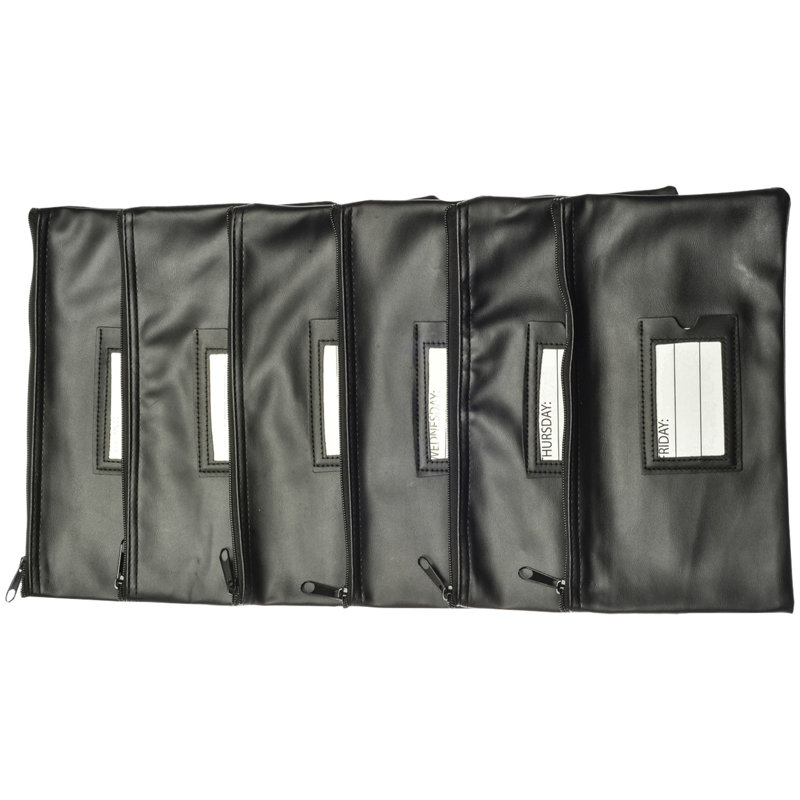 Nadex Vinyl Faux Leather Cash Bag, 7.99'' H x 11.18'' W x 1.89'' D, Black