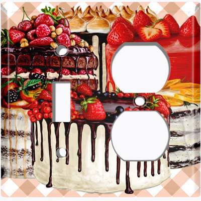 Plaque murale combinée à 2 interrupteurs à bascule / prises de courant en chocolat Layered Cake Party