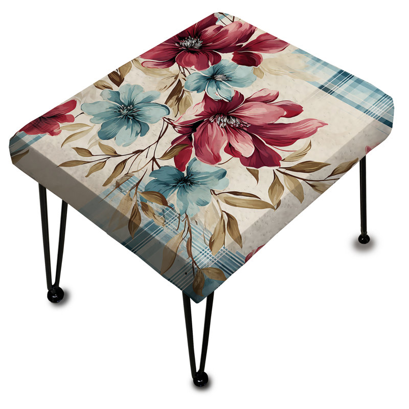 Motif de fleurs bohémiennes à motif écossais rose et bleu