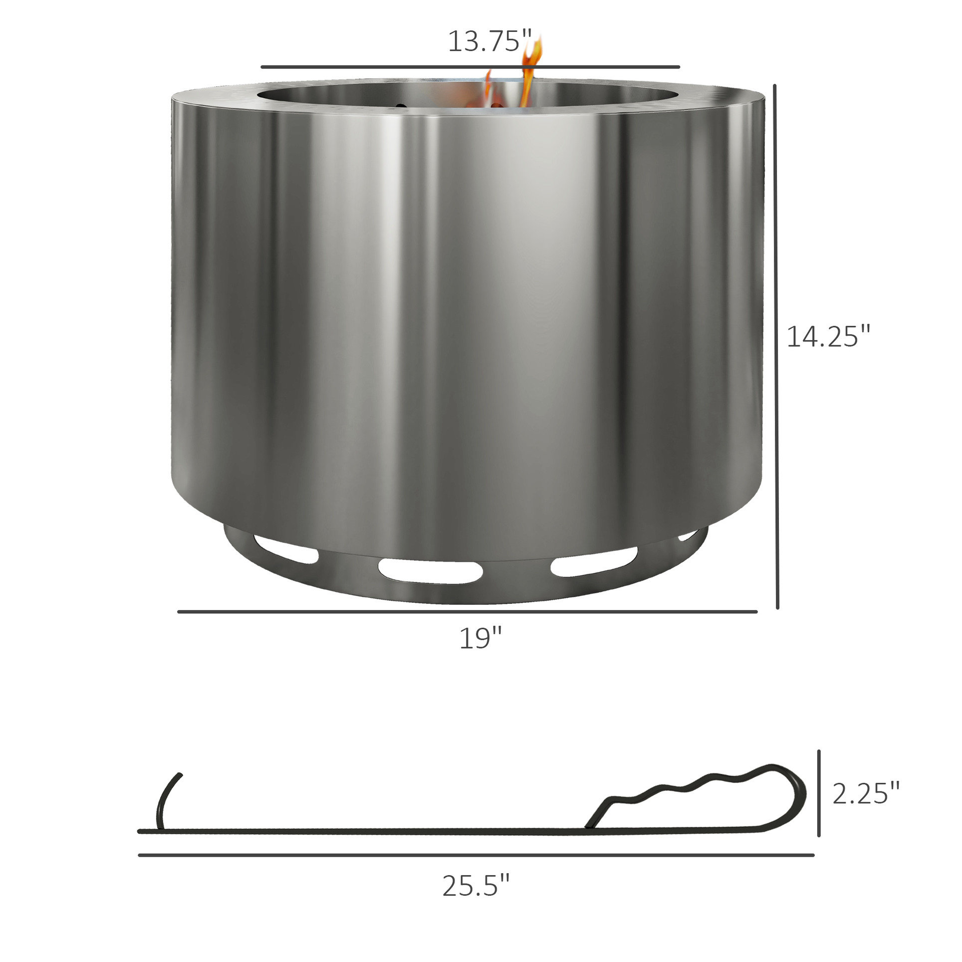 Latitude Run® 19" Stainless Steel Fire Pit With Low Smoke And Reliable ...